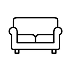 reclining sofa icon, furniture line art, furniture vector - simple black line art icon of reclining sofa perfect for logos, and furniture-themed designs.