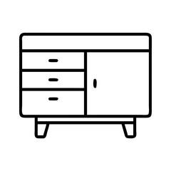 sideboard icon, furniture line art, furniture vector - simple black line art icon of sideboard perfect for logos, and furniture-themed designs.