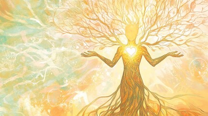 Obraz premium The Golden Tree of Life: A Spiritual Awakening