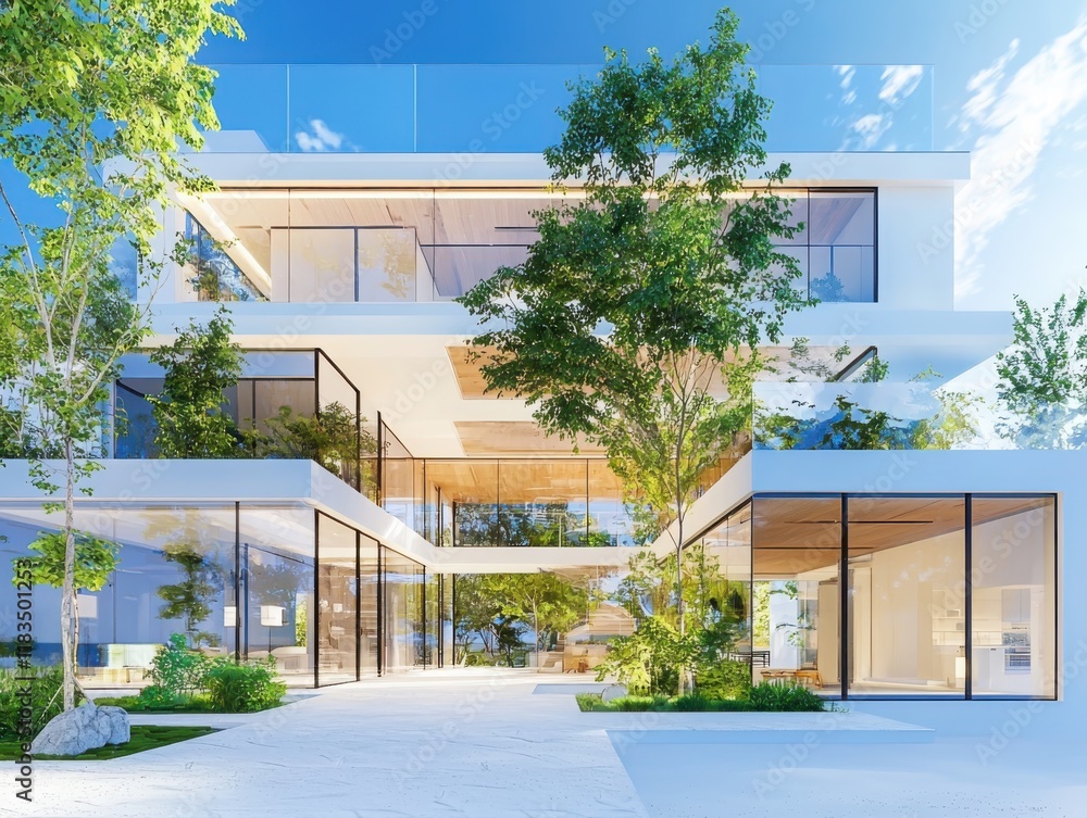Poster modern architectural design focused on user experience urban environment image of contemporary space