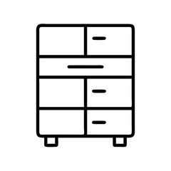 storage cabinet icon, furniture line art, furniture vector - simple black line art icon of storage cabinet perfect for logos, and furniture-themed designs.