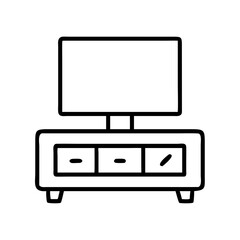 tv console icon, furniture line art, furniture vector - simple black line art icon of tv console perfect for logos, and furniture-themed designs.