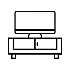 tv stand icon, furniture line art, furniture vector - simple black line art icon of tv stand perfect for logos, and furniture-themed designs.