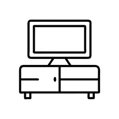 tv console icon, furniture line art, furniture vector - simple black line art icon of tv console perfect for logos, and furniture-themed designs.