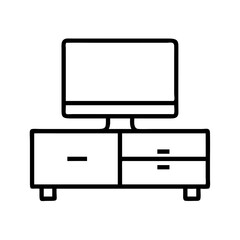 tv console icon, furniture line art, furniture vector - simple black line art icon of tv console perfect for logos, and furniture-themed designs.