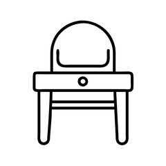 vanity stool icon, furniture line art, furniture vector - simple black line art icon of vanity stool perfect for logos, and furniture-themed designs.