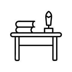 writing desk icon, furniture line art, furniture vector - simple black line art icon of writing desk perfect for logos, and furniture-themed designs.