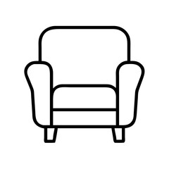armchair icon, furniture line art, furniture vector - simple black line art icon of armchair perfect for logos, and furniture-themed designs.