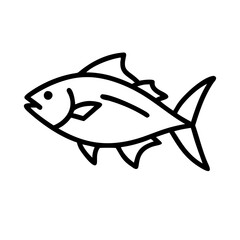 amberjack icon, fish line art, fish vector - simple black line art icon of amberjack perfect for logos, and fish-themed designs.