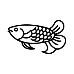 arowana icon, fish line art, fish vector - simple black line art icon of arowana perfect for logos, and fish-themed designs.