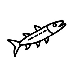 barracuda icon, fish line art, fish vector - simple black line art icon of barracuda perfect for logos, and fish-themed designs.