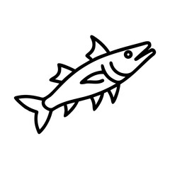 barracuda icon, fish line art, fish vector - simple black line art icon of barracuda perfect for logos, and fish-themed designs.
