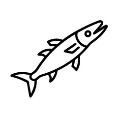 barracuda icon, fish line art, fish vector - simple black line art icon of barracuda perfect for logos, and fish-themed designs.