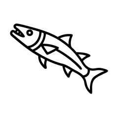 barracuda icon, fish line art, fish vector - simple black line art icon of barracuda perfect for logos, and fish-themed designs.