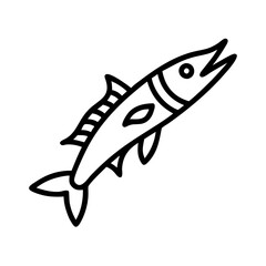 barracuda icon, fish line art, fish vector - simple black line art icon of barracuda perfect for logos, and fish-themed designs.