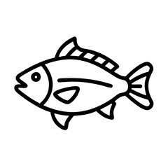 black drum icon, fish line art, fish vector - simple black line art icon of black drum perfect for logos, and fish-themed designs.