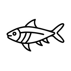 bonefish icon, fish line art, fish vector - simple black line art icon of bonefish perfect for logos, and fish-themed designs.