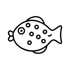 boxfish icon, fish line art, fish vector - simple black line art icon of boxfish perfect for logos, and fish-themed designs.