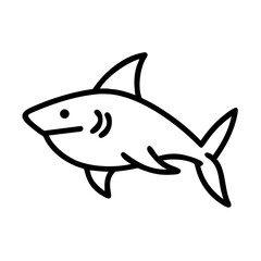 bull shark icon, fish line art, fish vector - simple black line art icon of bull shark perfect for logos, and fish-themed designs.