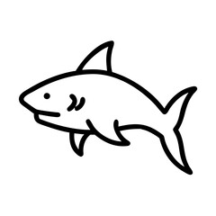 bull shark icon, fish line art, fish vector - simple black line art icon of bull shark perfect for logos, and fish-themed designs.