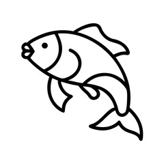 carp icon, fish line art, fish vector - simple black line art icon of carp perfect for logos, and fish-themed designs.