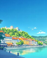 Novi sad Croatia Travel Poster Flat Illustration Print Decor Gift Canvas Wall Art Gift