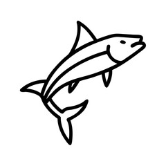 cobia icon, fish line art, fish vector - simple black line art icon of cobia perfect for logos, and fish-themed designs.