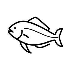dorado mahi mahi icon, fish line art, fish vector - simple black line art icon of dorado mahi mahi perfect for logos, and fish-themed designs.