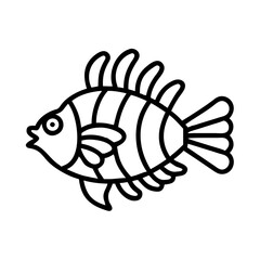 lionfish icon, fish line art, fish vector - simple black line art icon of lionfish perfect for logos, and fish-themed designs.