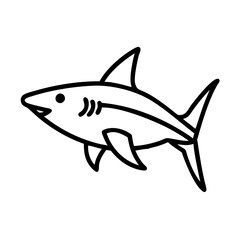 mako shark icon, fish line art, fish vector - simple black line art icon of mako shark perfect for logos, and fish-themed designs.