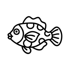 mandarin fish icon, fish line art, fish vector - simple black line art icon of mandarin fish perfect for logos, and fish-themed designs.