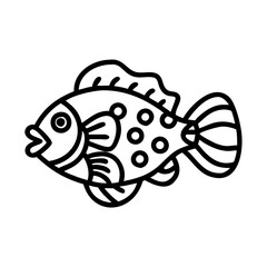 mandarin fish icon, fish line art, fish vector - simple black line art icon of mandarin fish perfect for logos, and fish-themed designs.