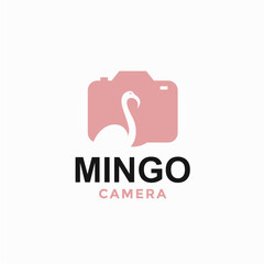 flamingo and photography simple and modern logo