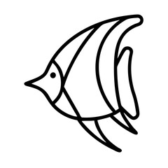 moorish idol icon, fish line art, fish vector - simple black line art icon of moorish idol perfect for logos, and fish-themed designs.