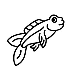 mudskipper icon, fish line art, fish vector - simple black line art icon of mudskipper perfect for logos, and fish-themed designs.