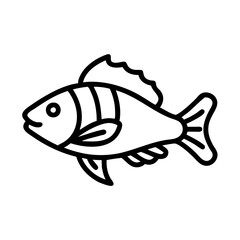ocean perch icon, fish line art, fish vector - simple black line art icon of ocean perch perfect for logos, and fish-themed designs.