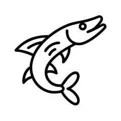 pike icon, fish line art, fish vector - simple black line art icon of pike perfect for logos, and fish-themed designs.
