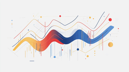 Obraz premium Abstract white background with Colorful charts and graphs with statistics to innovative analyze business potential and forecast future development of companies growth.