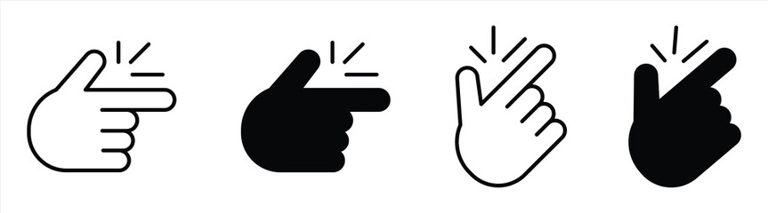 Easy icon. Set of Hand Snap Gesture Icons in Black and White Variations