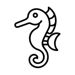 seahorse icon, fish line art, fish vector - simple black line art icon of seahorse perfect for logos, and fish-themed designs.