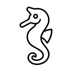 seahorse icon, fish line art, fish vector - simple black line art icon of seahorse perfect for logos, and fish-themed designs.