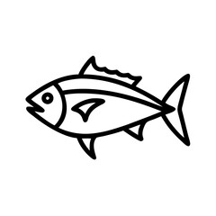 skipjack tuna icon, fish line art, fish vector - simple black line art icon of skipjack tuna perfect for logos, and fish-themed designs.