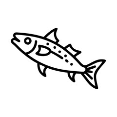 spanish mackerel icon, fish line art, fish vector - simple black line art icon of spanish mackerel perfect for logos, and fish-themed designs.