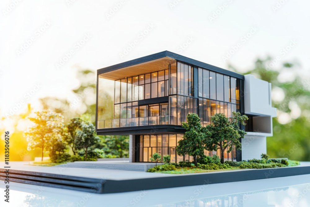 Poster innovative modern architecture showcase outdoor environment model design emphasizing user experience