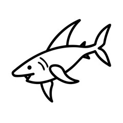 thresher shark icon, fish line art, fish vector - simple black line art icon of thresher shark perfect for logos, and fish-themed designs.