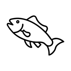 trout icon, fish line art, fish vector - simple black line art icon of trout perfect for logos, and fish-themed designs.