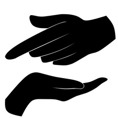 Obraz premium set of hand silhouettes isolated on white, Human hand gestures, collection of black hands, flat, silhouette hands pose collection, Vector illustration.