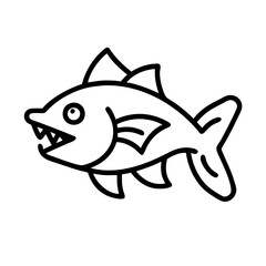 wolf fish icon, fish line art, fish vector - simple black line art icon of wolf fish perfect for logos, and fish-themed designs.