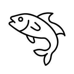 wolf fish icon, fish line art, fish vector - simple black line art icon of wolf fish perfect for logos, and fish-themed designs.