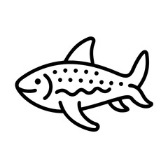 whale shark icon, fish line art, fish vector - simple black line art icon of whale shark perfect for logos, and fish-themed designs.